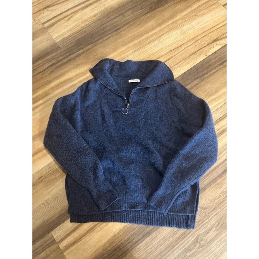 Unsubscribed 100% Cashmere Quarter Zip Sweater in Classic Navy XS